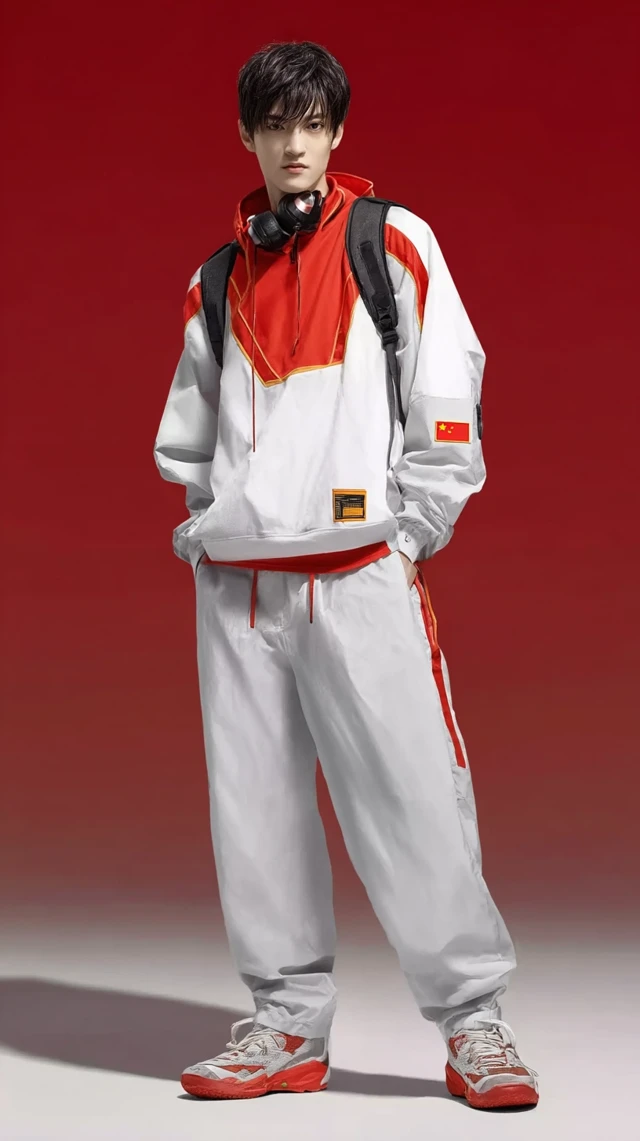 Chinese Athlete in Sportswear Smiling and Posing