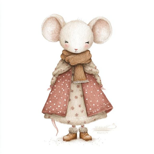 Adorable Watercolor Mouse Illustration Christmas