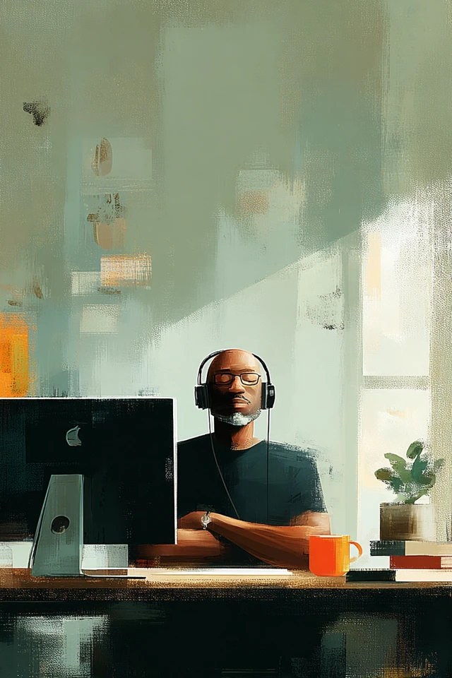 Peaceful Work At Home Illustration