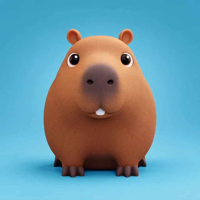 Cute 3D Cartoon Capybara Illustration