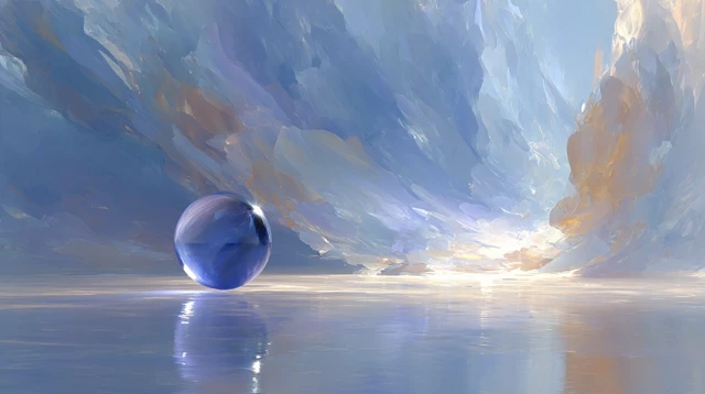 Abstract Digital Painting Ocean Sphere Reflection Art