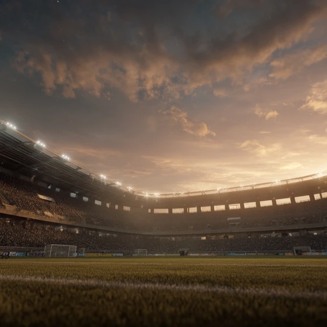 Soccer Stadium Sunset Atmosphere