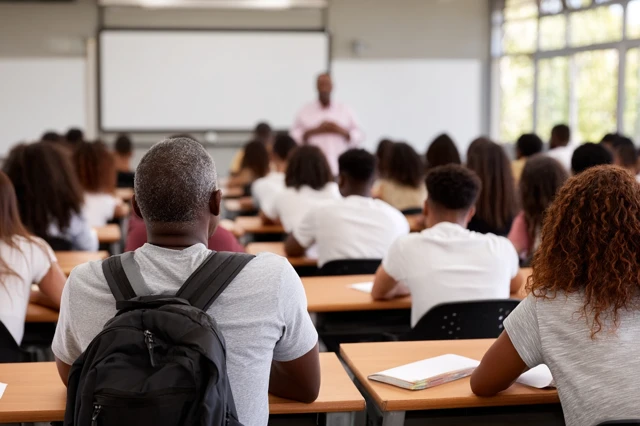 Teacher Explaining Lesson to Students Classroom