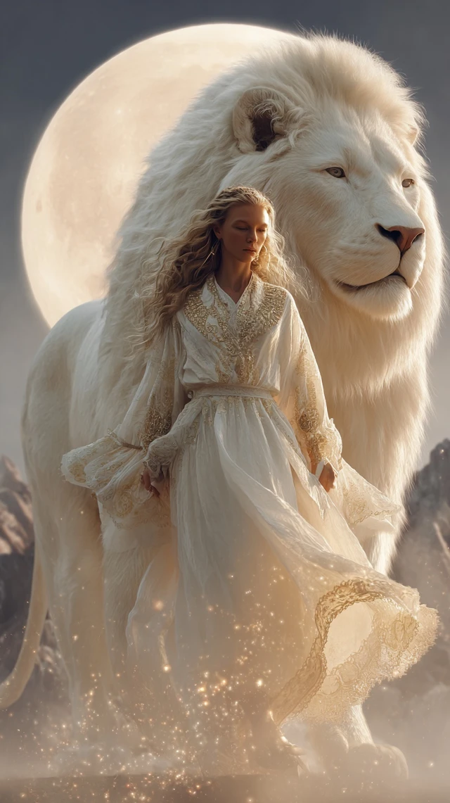 Divine Feminine Lion Moonlit Fantasy Art