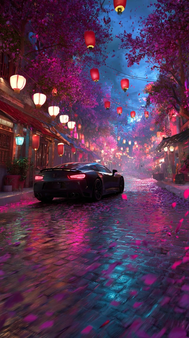 Cherry Blossom Car Ride at Twilight