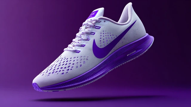 Nike Running Shoe White and Purple 3D Render