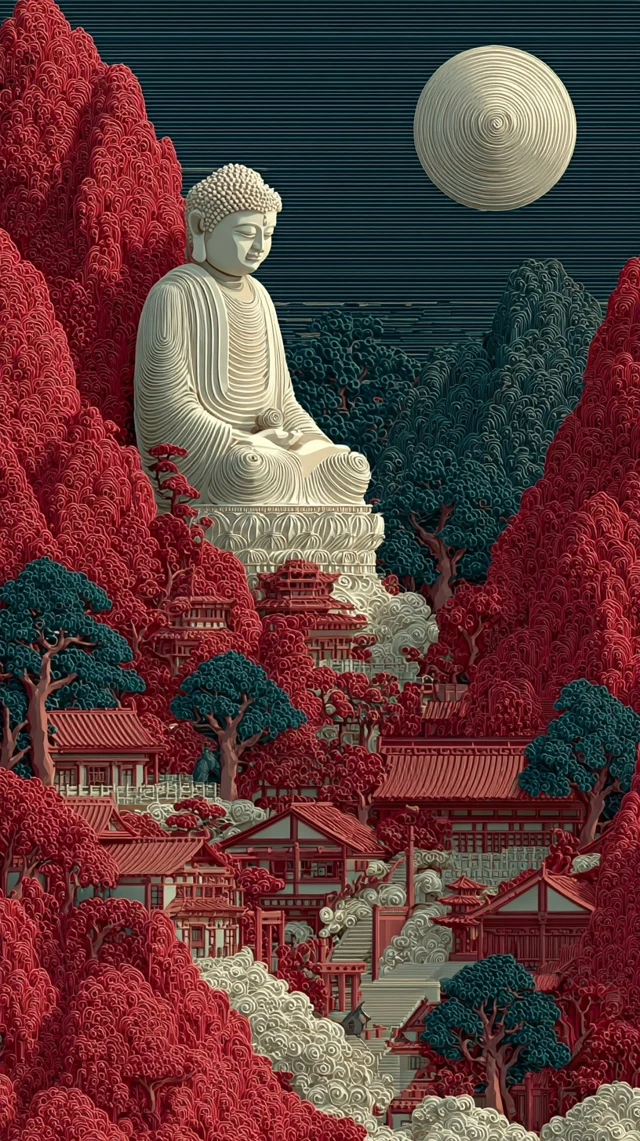 Buddha Statue in Chinese Style 3D Render