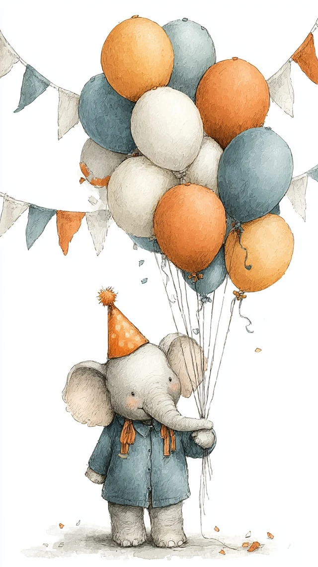 Cute Elephant Party Illustration Childrens Book