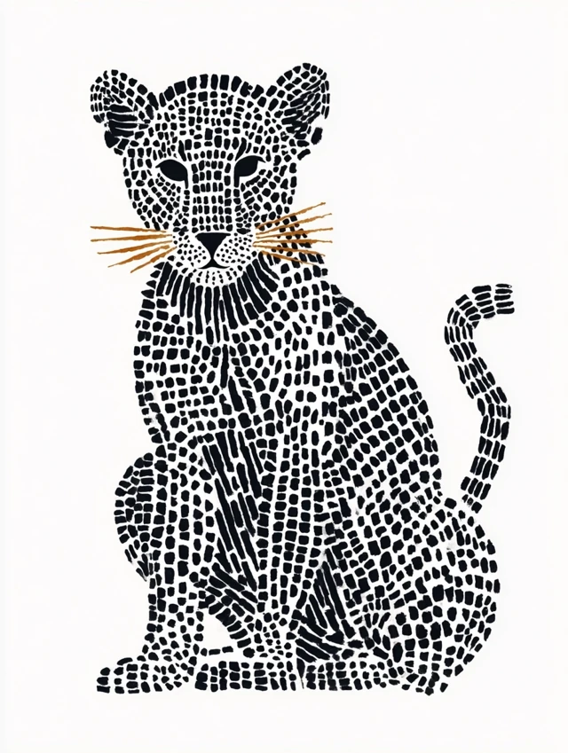Cute Happy Jaguar Watercolor Illustration