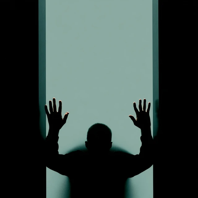 Silhouette Trapped Person Waving Hands