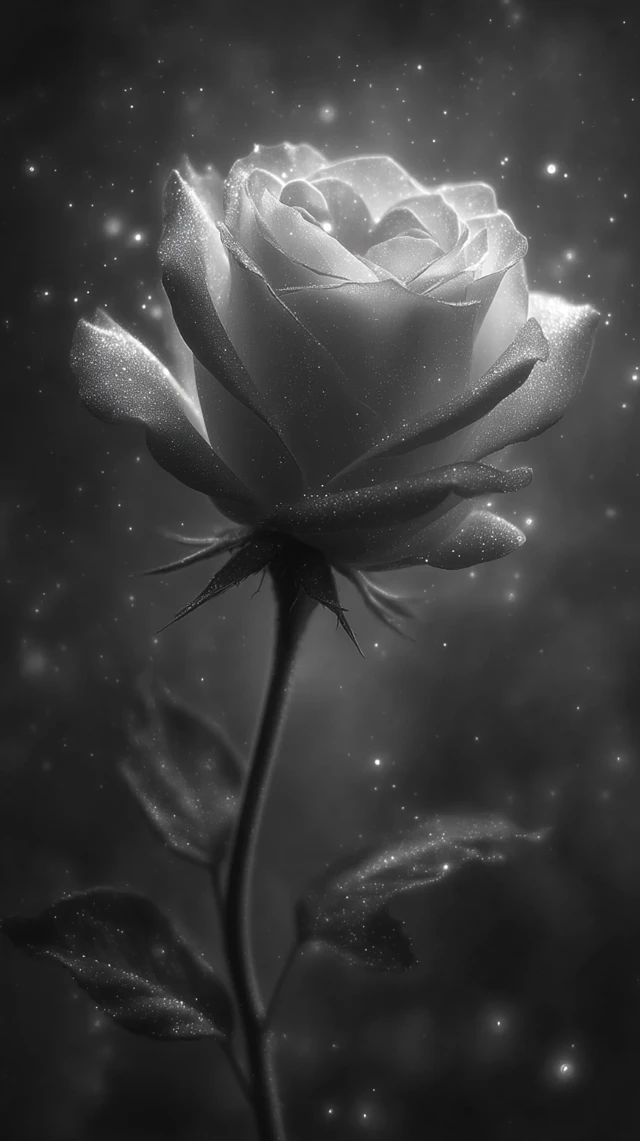 Glowing Rose in Monochrome Beauty