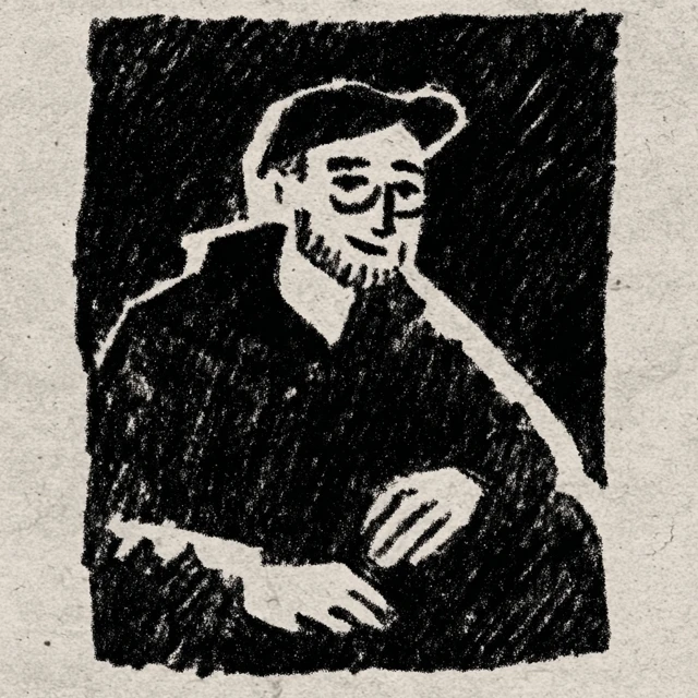 Man Portrait Crayon Drawing Black and White