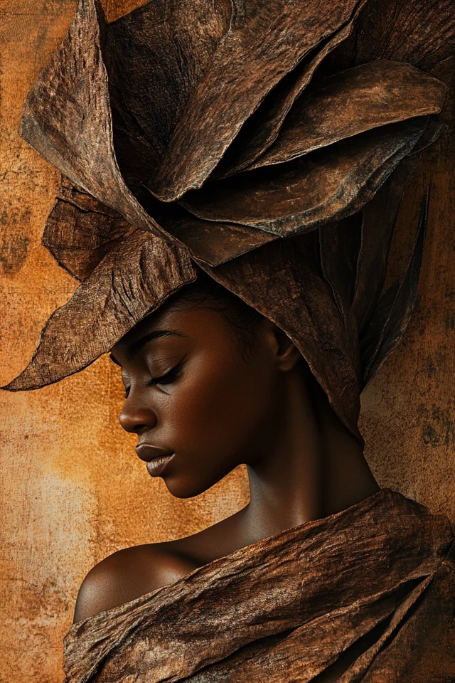 Contemplative Portrait of a Woman in Brown Tones