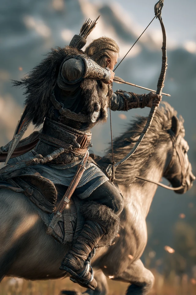 Viking Warrior Archery Action Shot Cinematic Detail