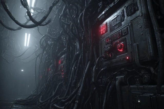 Cyberpunk Wall Biomechanical Cables and Tubes