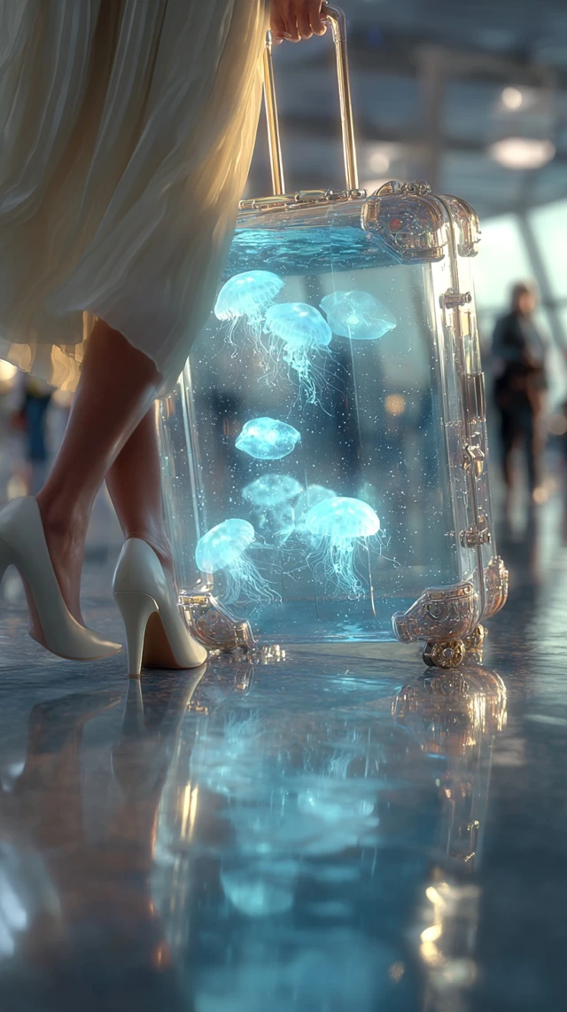 Jellyfish Suitcase Airport Elegance Dreamlike