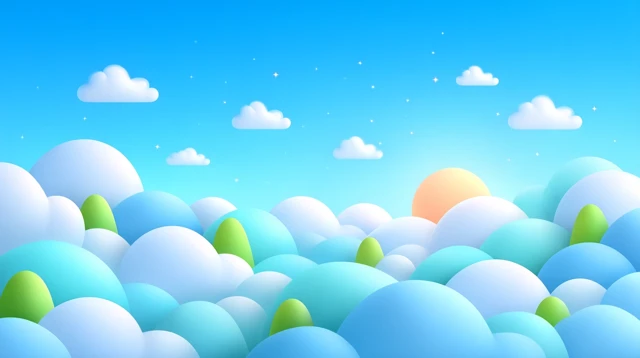 Minimalist Sky and Cloud Landscape Digital Art