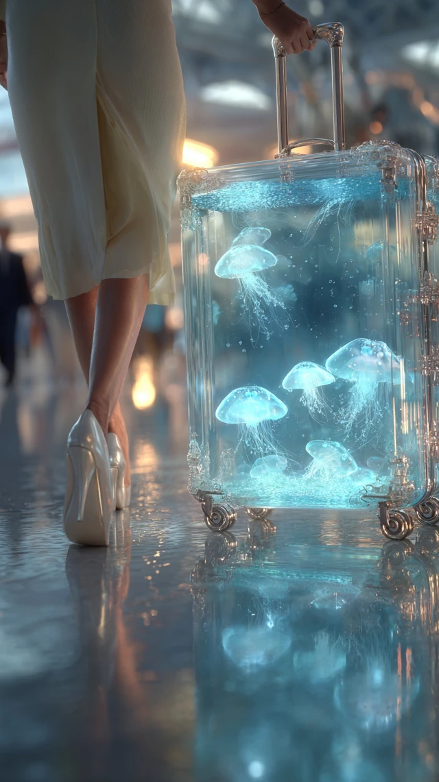 Jellyfish Suitcase Airport Elegance Dreamlike