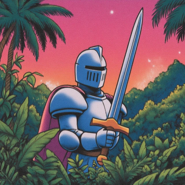 Cute Knight in Jungle Illustration
