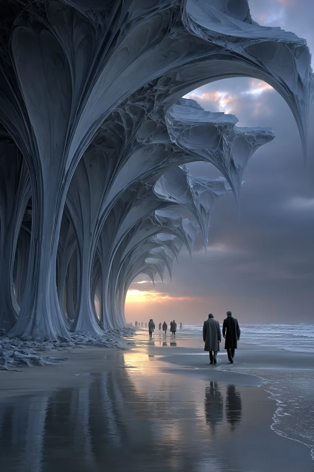 Alien Cathedral on a Beach Winter Sunrise