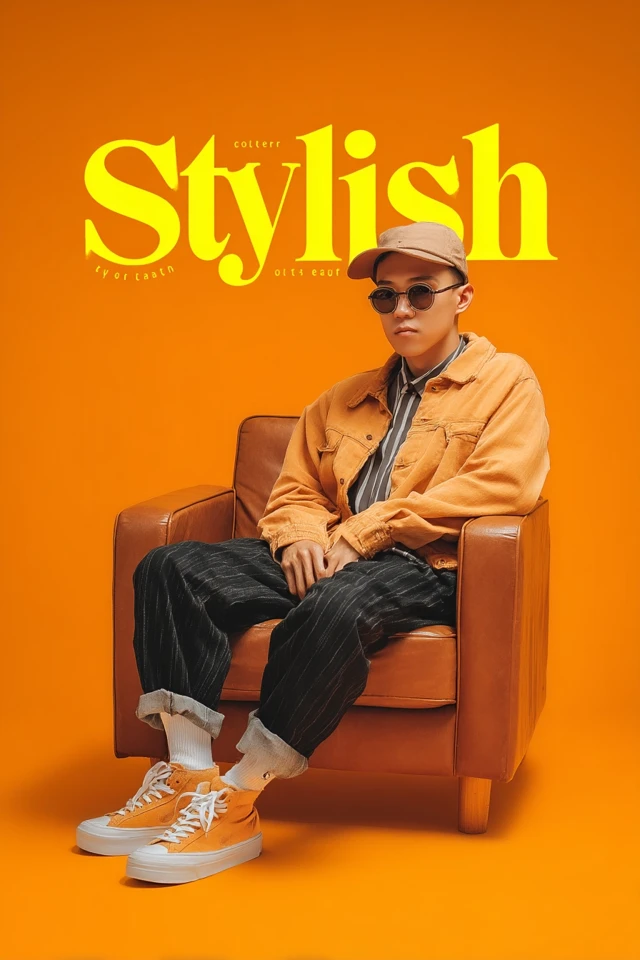 Stylish Hypebeast Indonesian Man on Sofa Fashion Poster