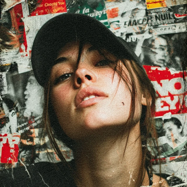 Rapper Woman Sticker with Surreal Background