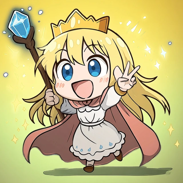 Anime Girl Chibi with Crystal Staff