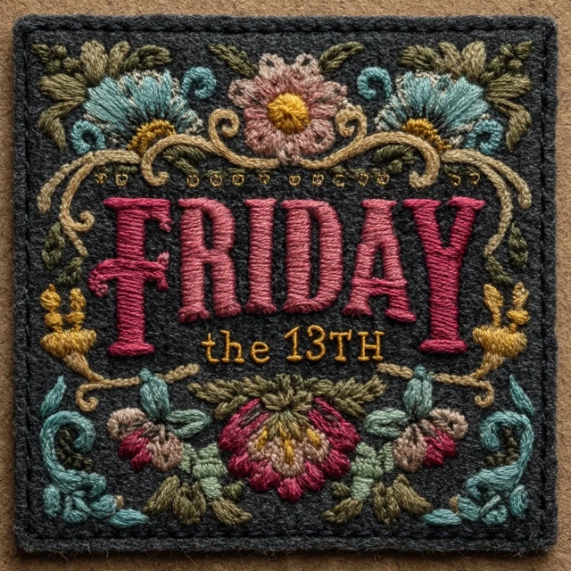 Friday the 13th Embroidered Event Advertisement