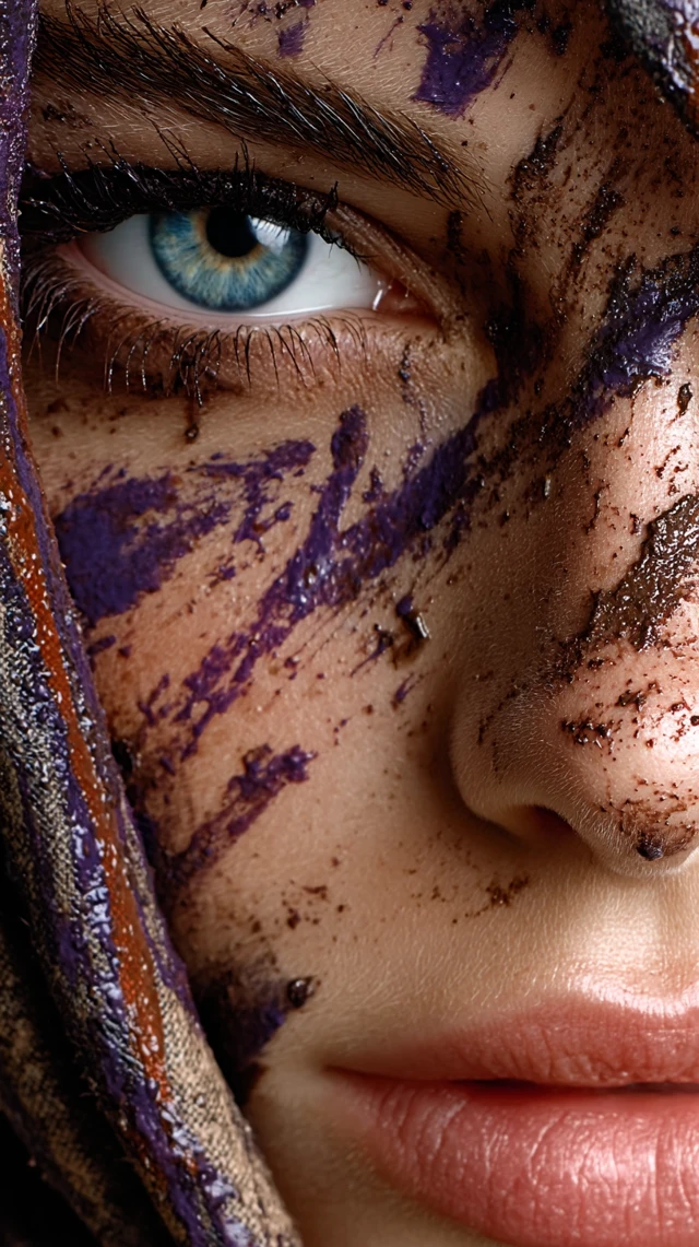 Beautiful Model with Purple Makeup Beauty Salon