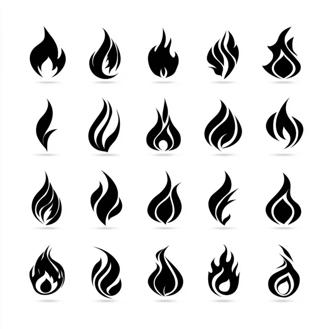Black Flame Icons Vector Design Elements