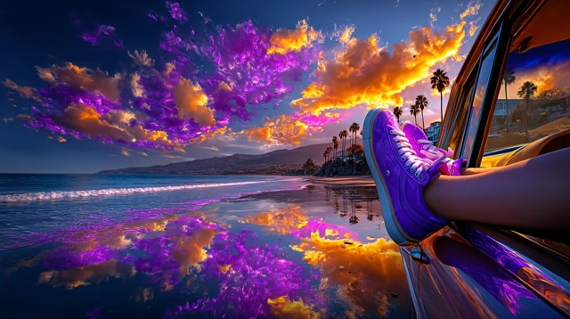Summer Beach Vibes Girl in Sneakers