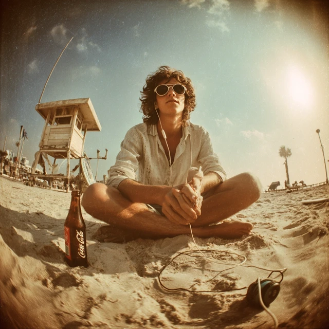 1970s Beach Vibes Young Man Relaxing Tel Aviv