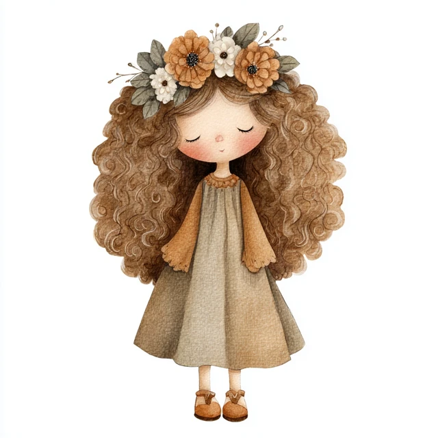 Cute Dreamy Rag Doll Watercolor Clipart