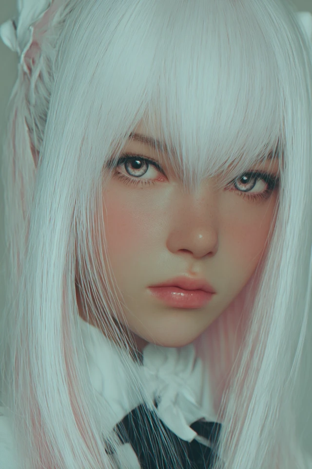 Anime Girl with White Hair Portrait