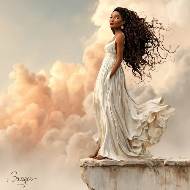 Black Woman at Sunset Ethereal Art