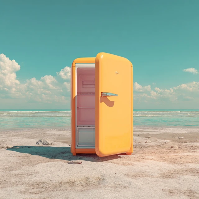 Fridge on the Beach Sunny Day Retro Vibes