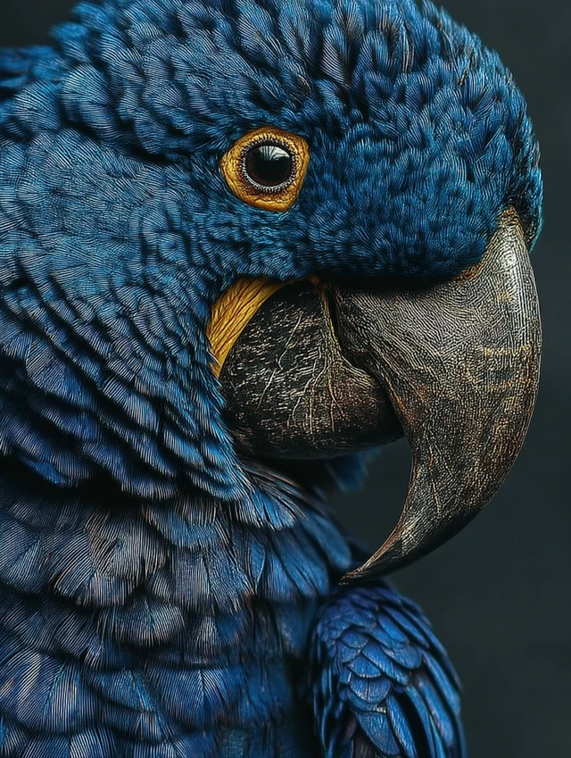 Hyacinth Macaw Portrait Stunning Detail and Vibrant Feathers