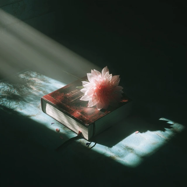 Bible with Flower Photorealistic Photography