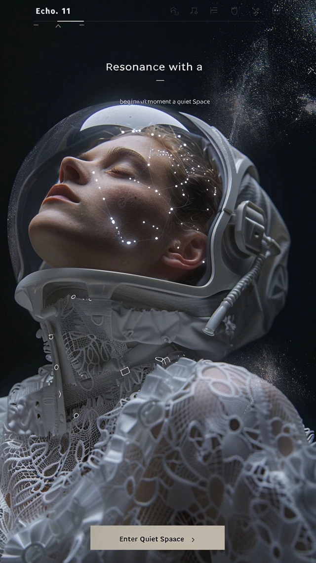 Poetic Astronaut in Space Ethereal UI Design