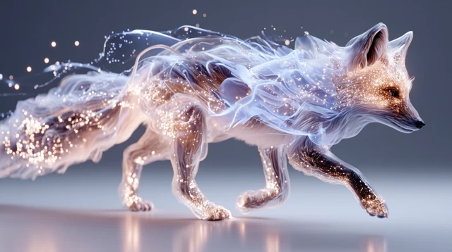 Glowing Fox of Light Particles - Digital Art