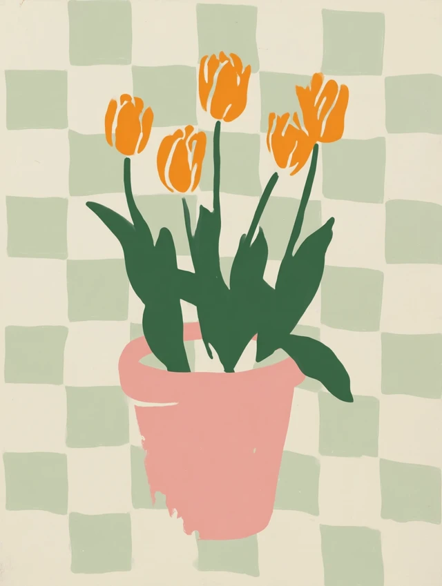 Minimalist Tulip Illustration - Bold Colors