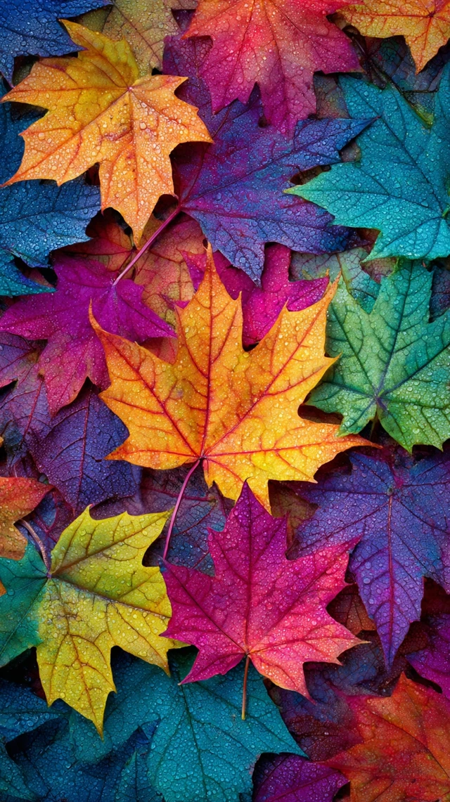 Colorful Autumn Maple Leaves Mosaic Pattern