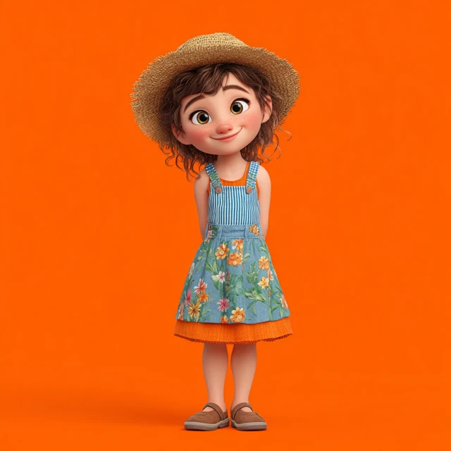 Cute Disney Pixar Girl Smiling in Summer Outfit