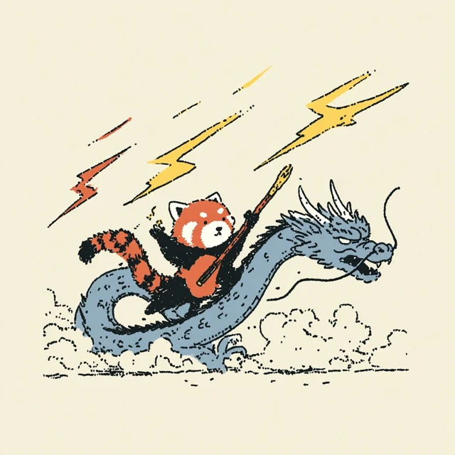 Red Panda Dragon Rider Fantasy Art