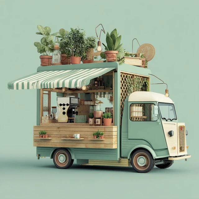 Verde Aesthetic Foodtruck Picnic Vibes 3D Design