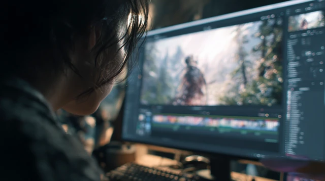 Student Working on PC Ultra Detailed 8K Hyperrealism