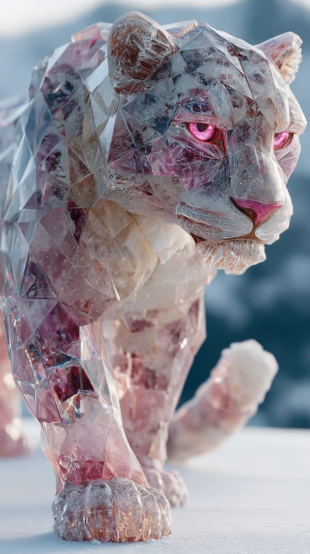 Amethyst Snow Leopard Sculpture