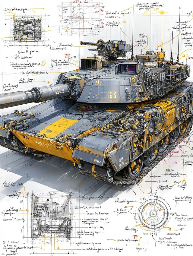 K2 Black Panther Tank Technical Concept Sketch