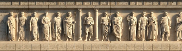 Roman Emperors Bas Relief Sculpture Temple Wall