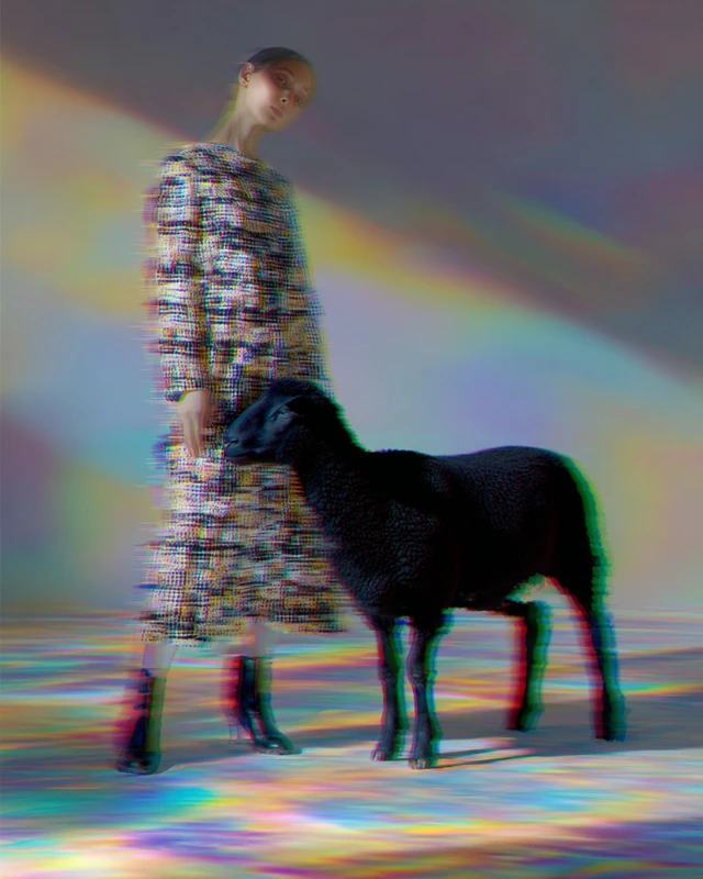 Fashion Model Glitch Sheep Dreamlike Space